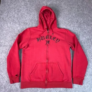 Vintage Y2K Hurley Hoodie Mens Large Red Rave Skater Grunge 2000’s Full Zip - Picture 1 of 15