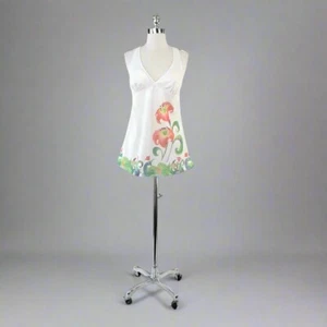 Vintage 70s White Skirted Swimsuit Halter Top M - Picture 1 of 7