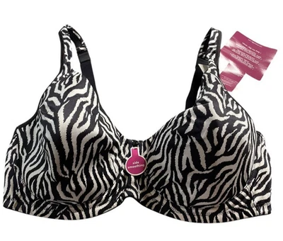 Playtex Secrets Bra Padded Underwire 42D Style 4138 Black White Zebra Print NWT - Image 1 of 4