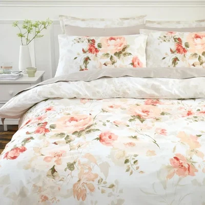 NEW IN PACK DUNELM Evelyn Rose Coral 100% Cotton Duvet Cover & Pillowcase Set