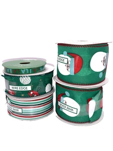 Lot Of 5 Spools Of Holiday Ribbon - Picture 1 of 1