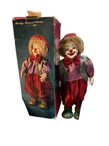 Wind Up Moving Musical Porcelain Clown Doll 12” PUT ON A HAPPY FACE - Picture 1 of 8