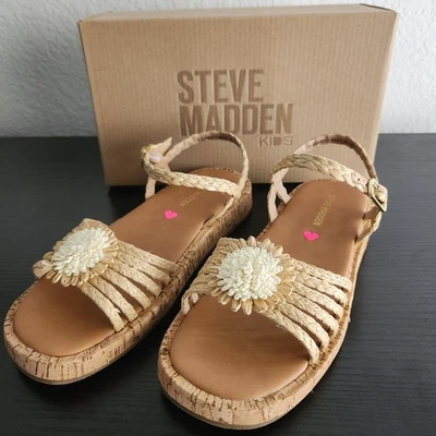 Steve Madden Kids Girls JGRADYY Tan Braided Slingback Sandals Size 3 - Image 1 of 4