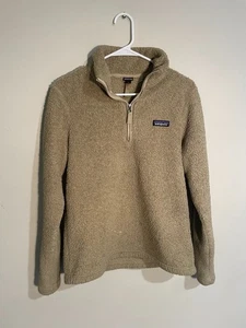 Patagonia Jacket Womens Large Los Gatos 1/4 Zip Pullover Fleece Sherpa Tan - Picture 1 of 10