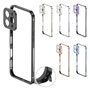 Custodia protettiva telaio in metallo per iPhone 16 15 14 Pro Max protezione fotocamera custodia bumper - Foto 1 di 16