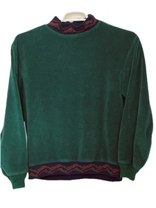 Vtg LL Bean Fleece Pullover Women XL (see Pictures) Green Blue Red Green TrimUSA - Picture 1 of 7