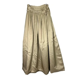 NWT J. McLaughlin Gala Raw Silk Gold Metallic Taffeta Midi Skirt Full sz 4 Small - Picture 1 of 12