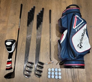 Mens RH Full Golf Clubs Set + TaylorMade Golf Cart Bag - Titleist + Wilson Staff - Picture 1 of 20