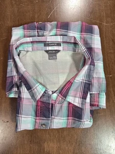 Eddie Bauer Oberteil Damen 2XL travex kariert Nylon Langarm Hemd Wandern Camp - Bild 1 von 4