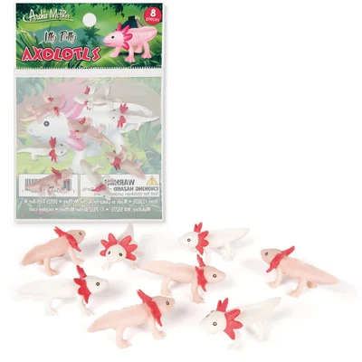 8 Piece Assorted Colorful Axolotl Toy Figures Soft Vinyl Tiny Friends Set - Image 1 of 4
