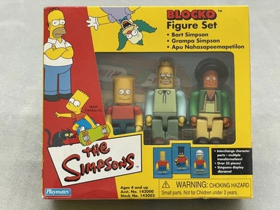 Juego de figuras de Los Simpson Blocko Bart Grampa Apu 2002 Playmates Nuevo en caja Foto 1 de 4