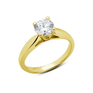 1ct H SI1 Round Natural Certified Diamond 18ky Gold Solitaire Engagement Ring - Picture 1 of 4
