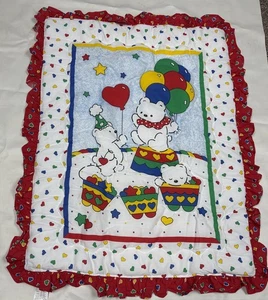 Carter's Baby Comforter/Quilt Red Ruffle Teddy Bear Balloons Hearts New! - Picture 1 of 15