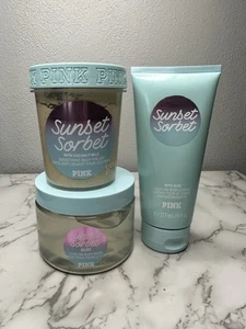 Victoria Secret Pink Sunset Sorbet W/Aloe SET Body Lotion Body Mask Body Polish - Picture 1 of 14