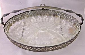 Plato de 4 compartimentos de cristal de colección con marco y asa plateados - Imagen 1 de 6