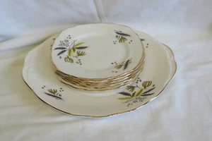 Vintage Colclough / Ridgway dessert set, pat num 6791, Stardust - Picture 1 of 10