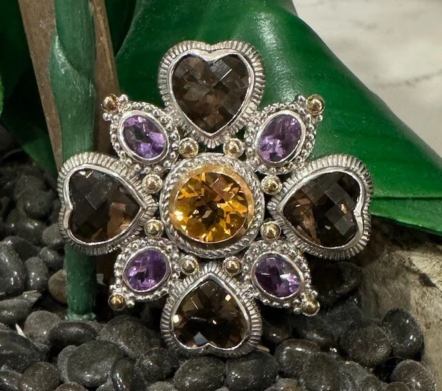 Prendedor/potenciador de piedras preciosas Judith Ripka de oro de ley de 14 k 17 quilates Foto 1 de 2