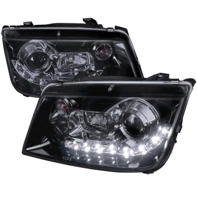 99-04 Volkswagen Jetta Bora LED DRL Proyector Faros Negro Lente Ahumada Foto 1 de 4