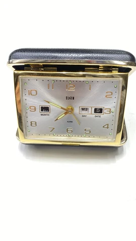 🔆 Japan Mint Elgin Day+Date+month Calendar Travel Alarm Clock Luminous Complete Cover