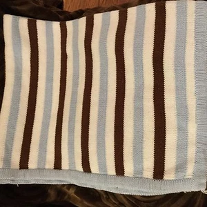 Coperta bambino in maglia a righe blu e marrone Banana Fish 2012 - Foto 1 di 4
