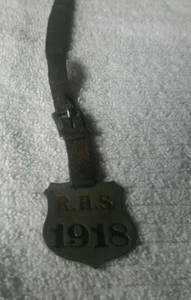 1918 READING HIGH SCHOOL FOB  metal fob engraved R. H. S. 1918 Berks County,  PA - Picture 1 of 5