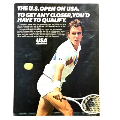 U.S. OPEN Men's TENNIS 80s VINTAGE PRINT AD Ivan Lendl USA Network CBS Sports - Image 1 of 2