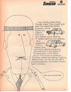 1968 ROOTES SUNBEAM ~ ORIGINAL PRINT AD - Imagen 1 de 1