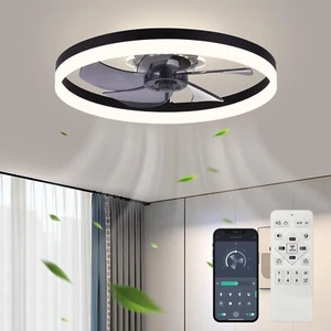 20'' Ceiling Fan with Light, Upgraded Low Profile Fan, Flush Mount Ceiling Fa... - Picture 1 of 7