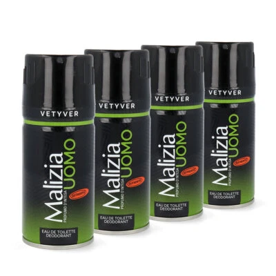 Malizia Uomo Deo 4x 150ml Vetyver Deodorant bodyspray deo Klassiker - Bild 1 von 4