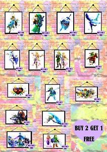 BUY 2 GET 1 FREE Legend Of Zelda, Link, Nintendo Print Only Poster Wall Art A4