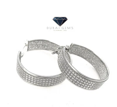 White gold finish 4 Row Created Diamond Hoop earrings gift idea Free Postage - Image 1 of 4