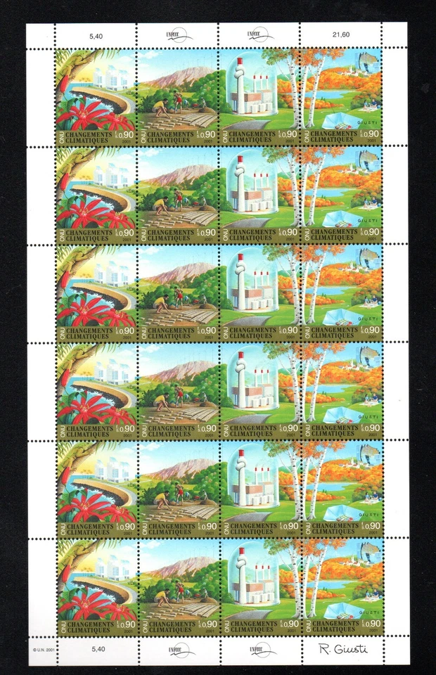 UNO Genf 2001 sheet climate change stamps (Michel 428/31) MNH - Image 1 of 1