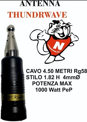 ANTENNA VEICOLARE CB 27 mhz THUNDERWAVE  1000 W - Immagine 1 di 4