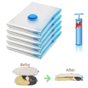 5-10pcs Jumbo Vacuum Storage Bags Travel Space Saver Seal Clothes Organizer Bag - Picture 1 of 25