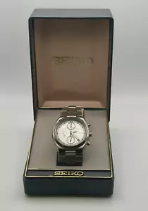 Cronógrafo alarma cuarzo Seiko unisex raro en caja 7T62 0AA0 35mm 10ATM - Imagen 1 de 9