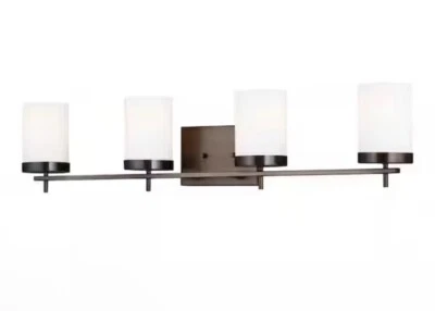 Fixtures 4 Light Bath, Bronze/Etched/White - 4490304-778 Foto 1 de 4