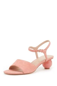 Pour La Victoire Dora Leather Sphere Kitten Heel Sandal Retro Open Dress Pumps - Picture 1 of 5