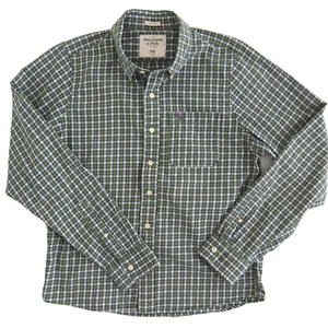 Camisa Abercrombie & Fitch Muscle Talla XXL Manga Larga Botón Frontal Verde Cuadros - Imagen 1 de 11
