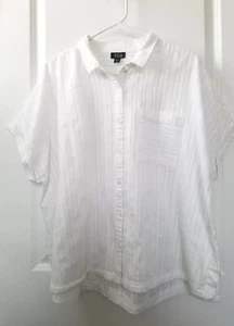 a.n.a A New Approach White Button Up Short Sleeve Shirt Womens Size PXXL - Picture 1 of 10