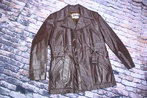 Vintage Schott Bros. Sportswear braune Leder Superfly 70er Jahre Style Jacke Gr. 42 - Bild 1 von 16