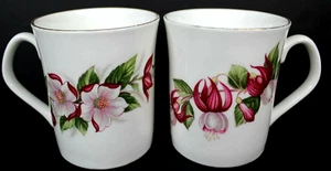 Elizabethan Pink Floral Fine Bone China Set of 2 Cups Mugs England - Picture 1 of 6