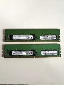 MICRON 16GB Kit(2 x 8GB) 1rX8 DDR4-2400T-RD1-11 MTA9ASF1G72PZ-2G3B1M1 Server Ram - Picture 1 of 7