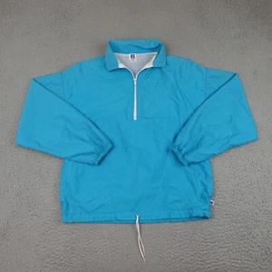 Vintage Russell Athletic Windbreaker Jacket Mens Medium Blue 1/4 Zip Made In USA - Picture 1 of 12