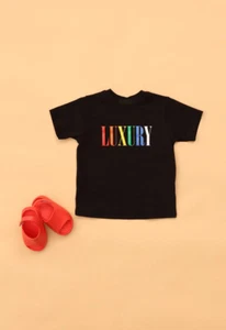 LUSSO maglietta nera colorata bambino bambino adulto - Foto 1 di 1