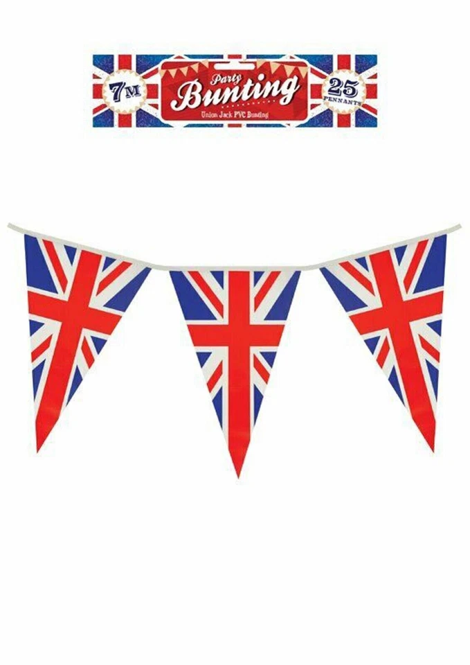 Union Jack Bunting Flag Banner Armed Forces Street Party Summer BBQ 7m PVC Flags - Image 1 of 1