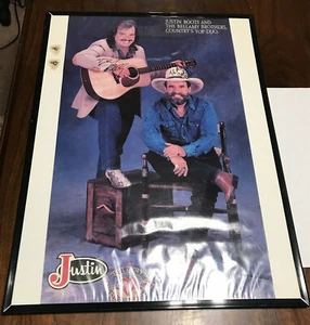 Bellamy Brothers COUNTRY DUO Autographs & Picks Signed JUSTIN BOOTS POSTER - Picture 1 of 9