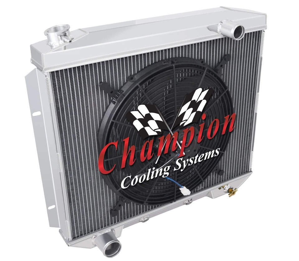 2 Row RS Champion Radiator W/ 16" Fan for 1957 1958 1959 Ford Sunliner V8 Engine - Image 1 of 4