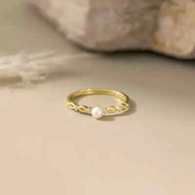 Anillo abierto vintage de encaje retro enchapado en oro de 18 quilates con delicado anillo abierto para mujer Foto 1 de 4