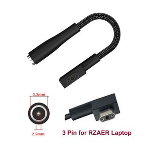 DC5525 Female to 3Pin Male Plug Adapter Converter Laptop Power Cable for Razer