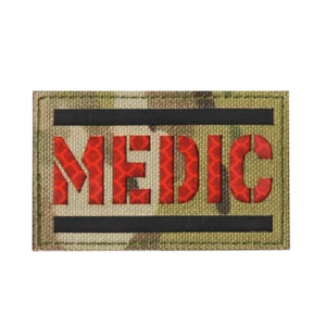 IR Reflective Medic MED First Aid EMS Tactical Hook Loop Patch GITD Badge CP Red - Picture 1 of 3